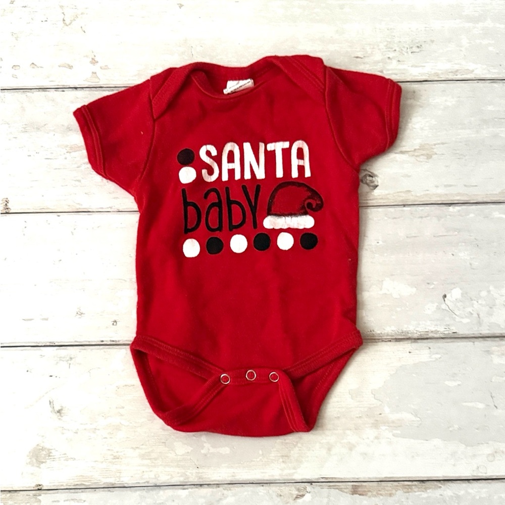 Unisex 0-3m Christmas Baby Onesie Red Santa Baby Holiday Cute Wear 100% Cotton
